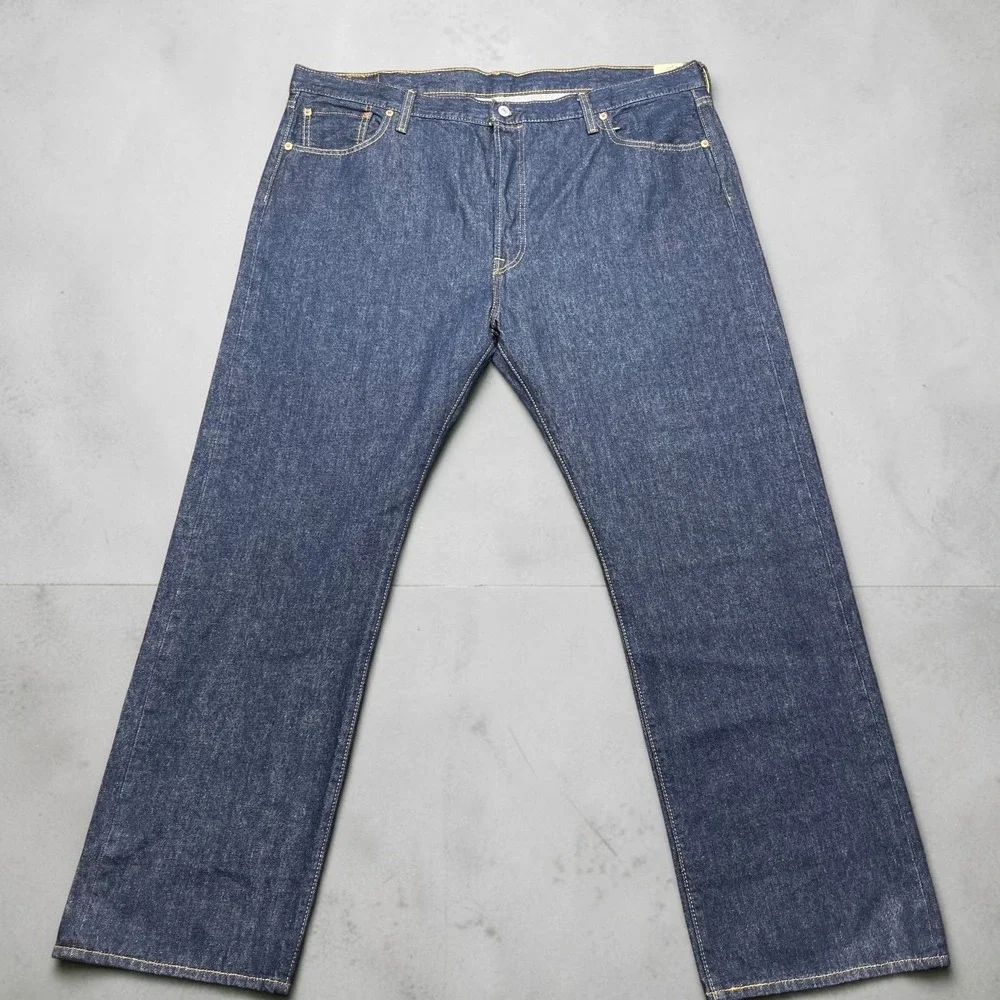 NEW‎ Levis 501 Original Mens Fly Button Big Jeans Indigo Blue Straight Leg 44x32